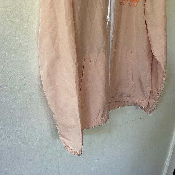 McKelvins Surf Shop Windbreaker Jacket Womens Size XS Pink Hooded Zip Front - Picture 4 of 8